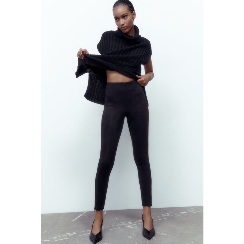 Zara Faux Suede Black Leggings